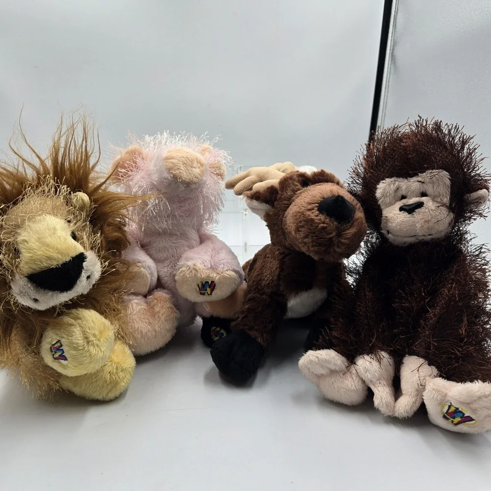 Ganz Webkinz Retired Lot Pig Moose Monkey Lion Stuffed Plush 8